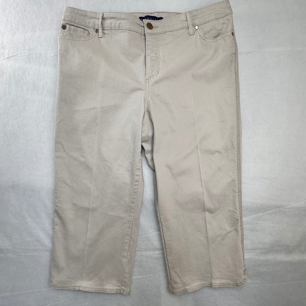 Bandolino Mandie Tan Khaki Capri Pants Womens 16P Petite Cropped Trousers